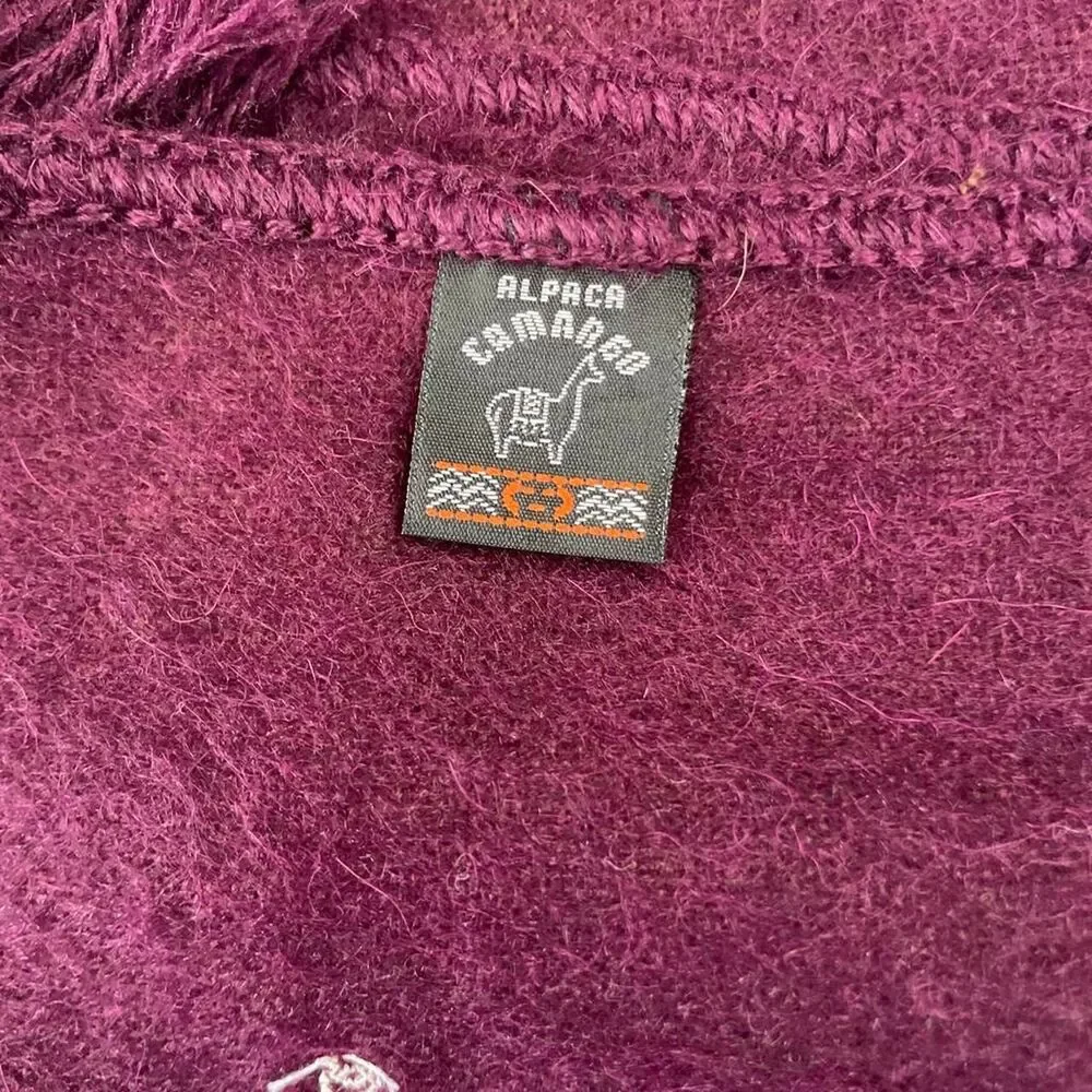 Alpaca Camargo Rectangular Fringe Scarf Purple